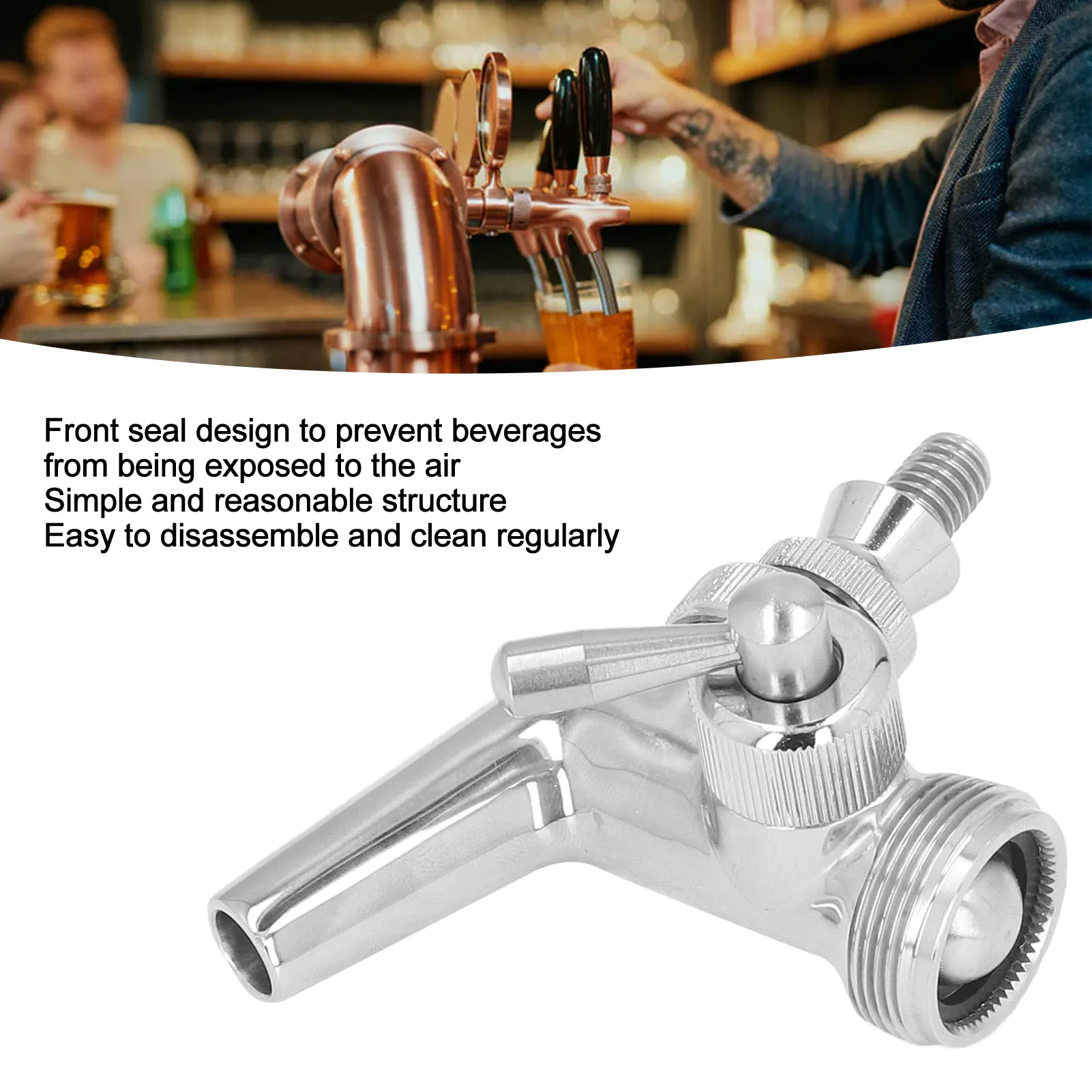 Beer Flow Control Faucet Stainless Steel Beer Tap with Dust Cover Handle for Homebrewing