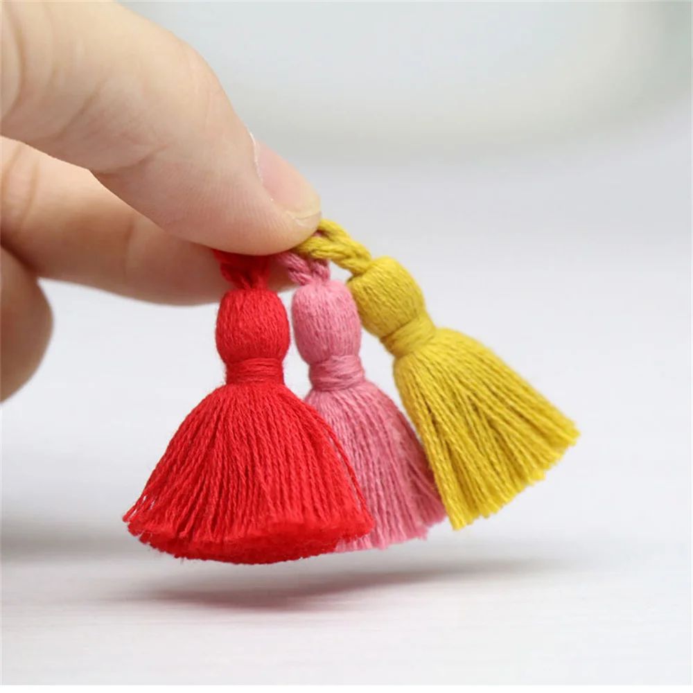 WFFNNKC 20Pcs Multicolor Cotton Tassels Trim DIY Earrings Necklace Jewelry Making Handmade Fringe Charms Mini Curtains Ornaments