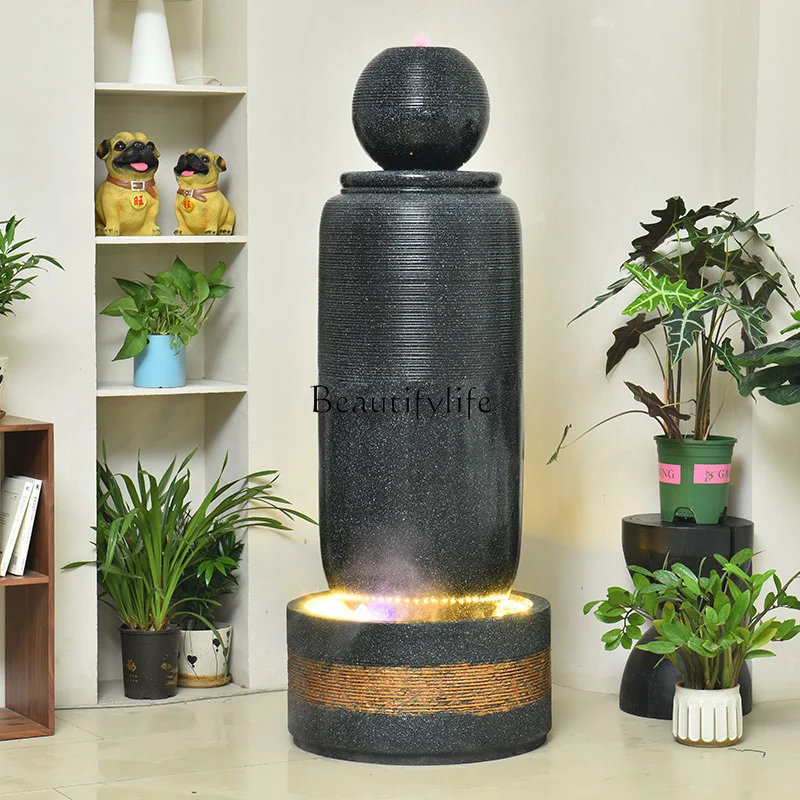 

Modern Minimalist Feng Shui Rotating Water Ornament Humidifier Home Living Room Fountain Decoration