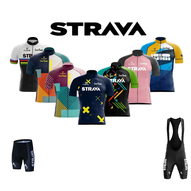 

2024 Strava Man's Cycling Jersey Set Summer Breathable Cycling Clothes Bicycle Shirt MTB Uniform Bike Clothing