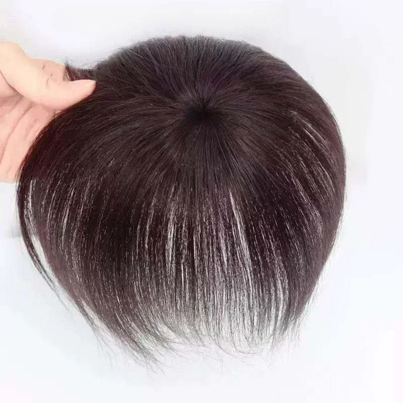 9x9Cm Straight Human Hair Women Hair Piece For Women Quickly Increase Hair Volume Cover Gray Hair Dark Brown/Natural Color