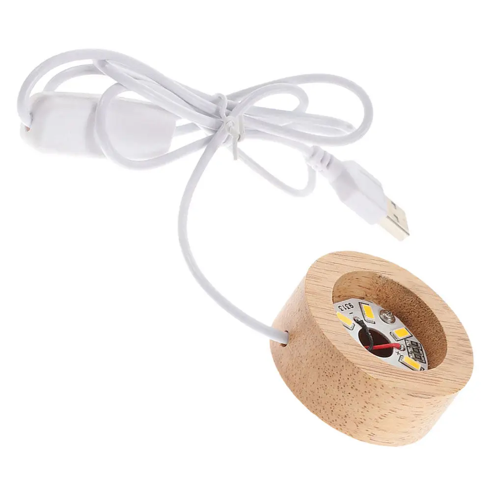 

Подставка для снежного шара с LED-подсветкой, миниатюрная, круглая, деревянная, с USB-питанием, для стеклянных и полимерных украшений, ночник, деревянная подставка для светящегося шара.