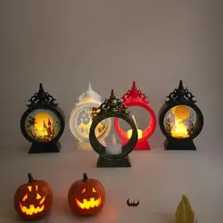 2024 Halloween LED Hanging Pumpkin Lantern Light Ghost Lamp Candle Light Retro Halloween Party Home Christmas Decoration