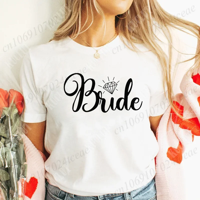 Team Bride Squad Bachelorette Party T-shirts for Bridesmaids, Engagement Bridal Shower Wedding Clothes, O Neck Short Sleeve