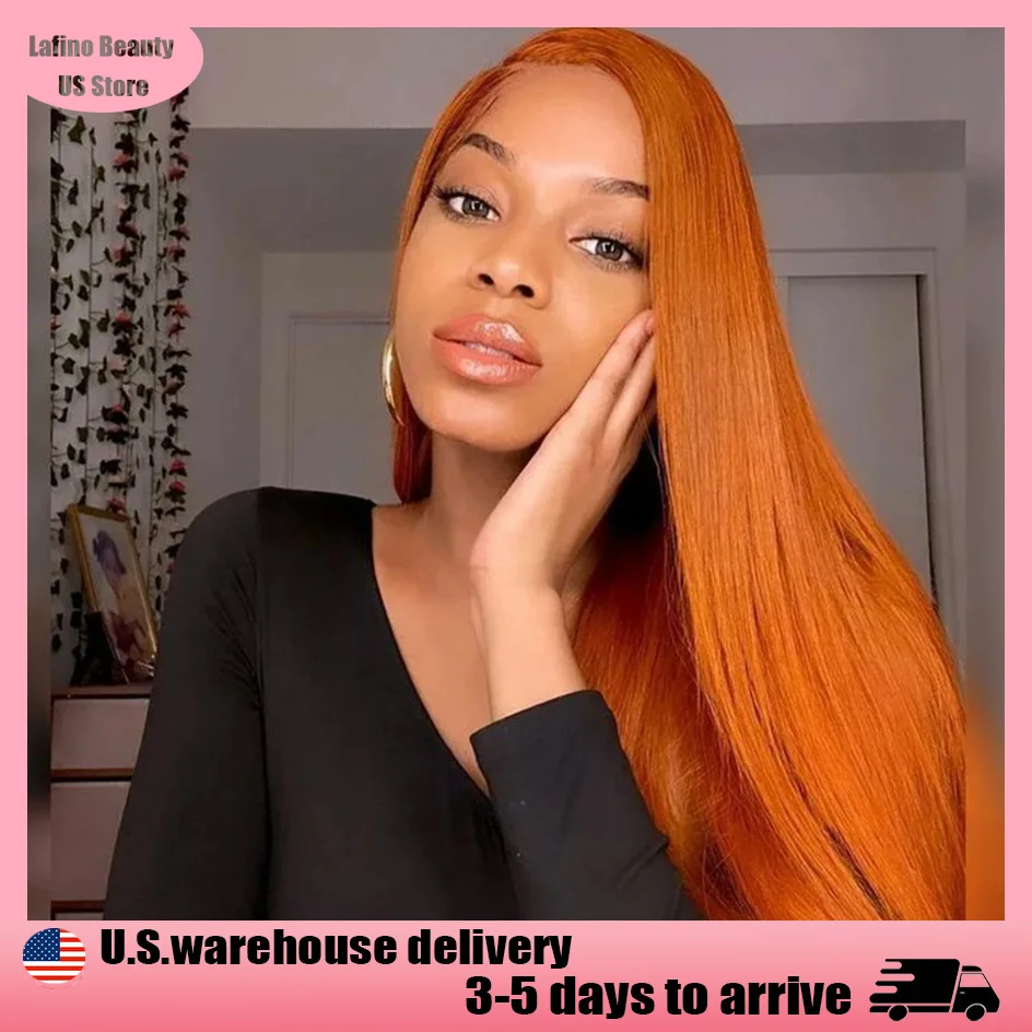 

Lafino 200% Density 13x4 Lace Front Wigs 13x6 Hd Lace Frontal Wig Straight Orange Ginger Human Hair Wig Colored Brazilian Hair