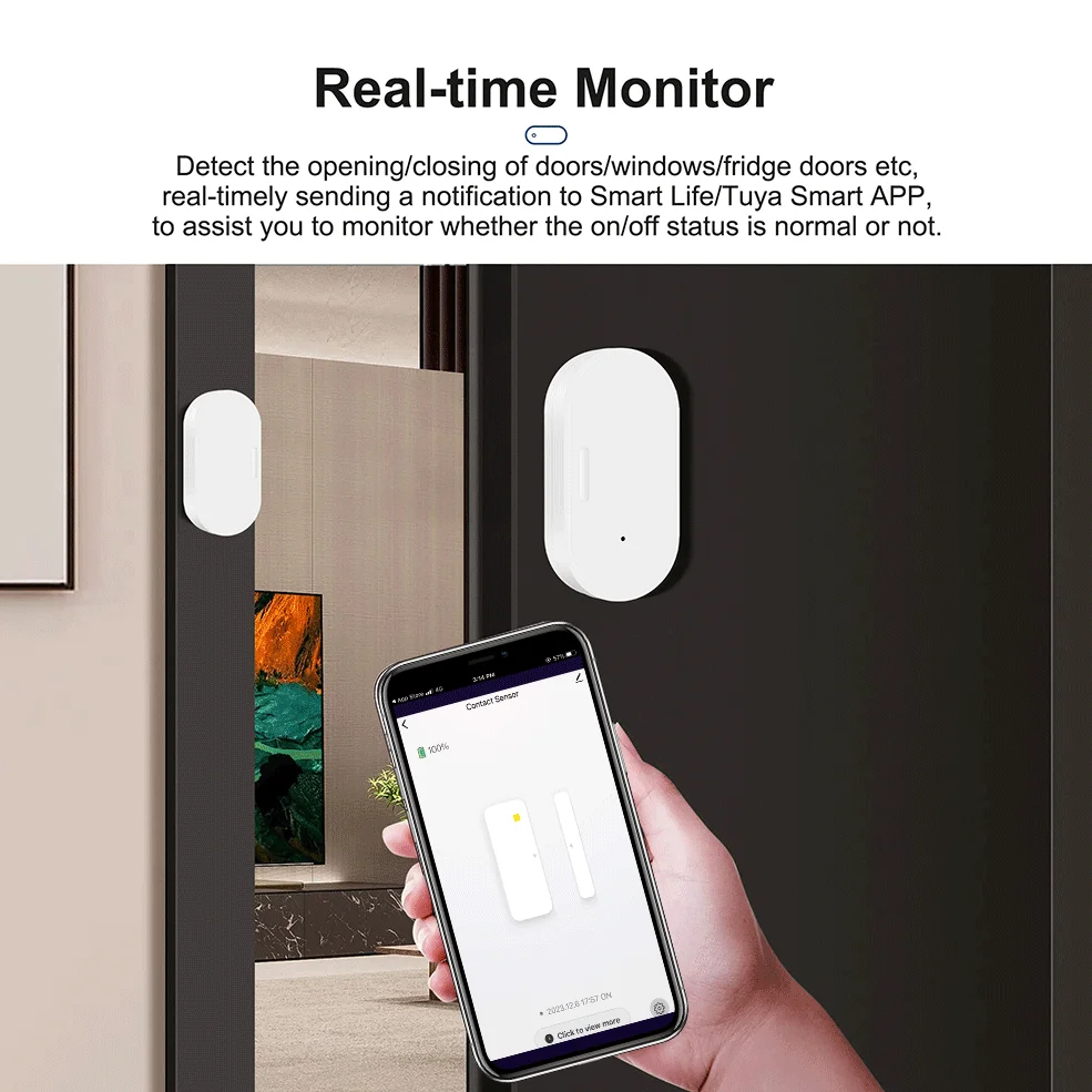 Imagem -03 - Tuya Smart Door Sensor Zigbee Janela Abrir Detector Fechado Home Security Alarm System Smart Life App Controle