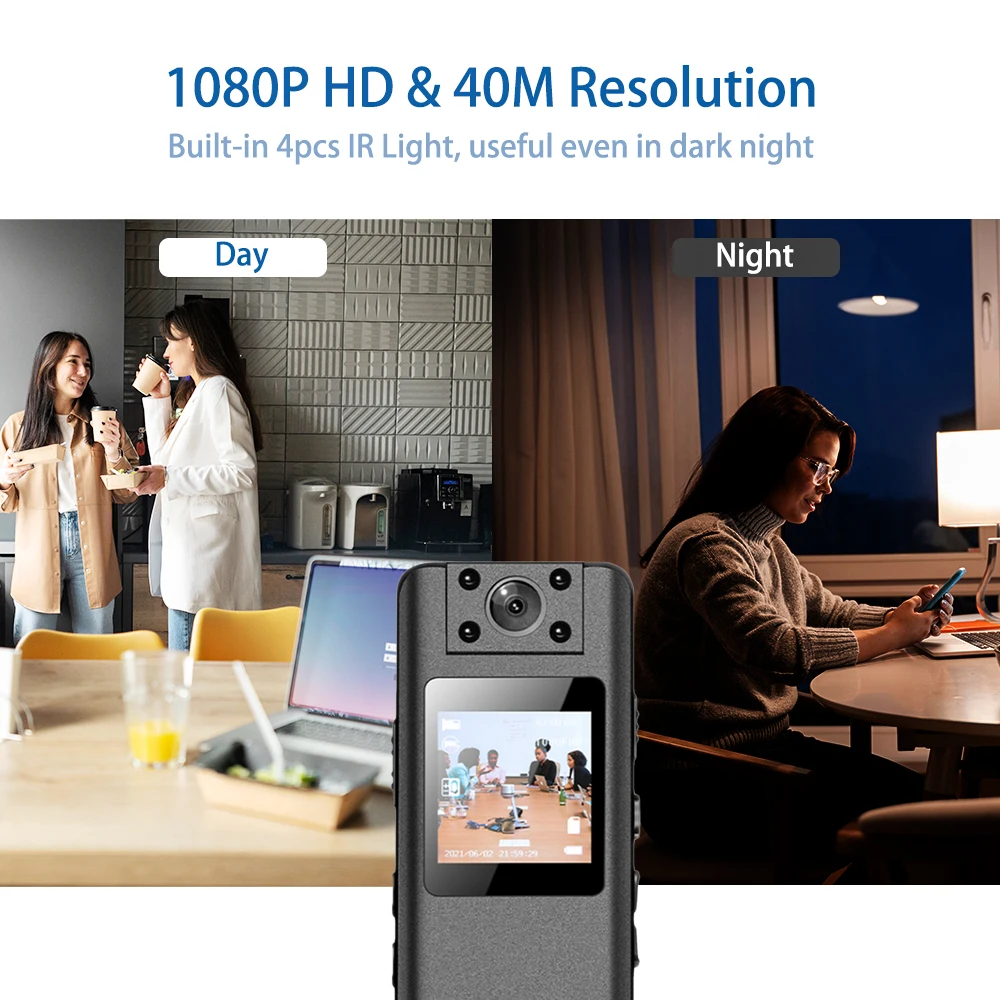 Cámara corporal A30 Full HD 1080P, pantalla de 1,3 ", visión nocturna, detección de movimiento, videocámara policial, grabación Mini, compatible con tarjeta TF de 128G