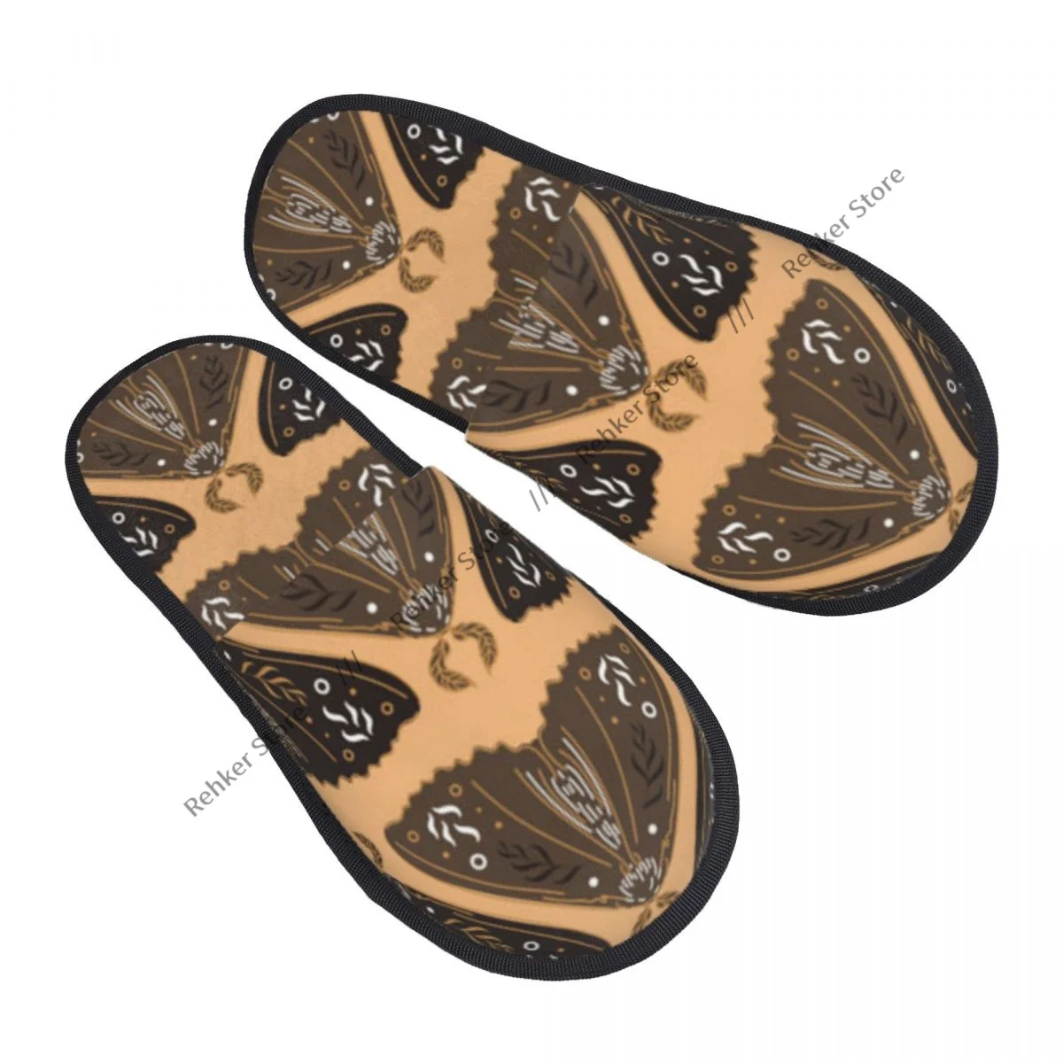 Home Slippers Indoor Bedroom Slipper Moth Magical Symbols Flip Flops Autumn Winter Furry Plush Shoes