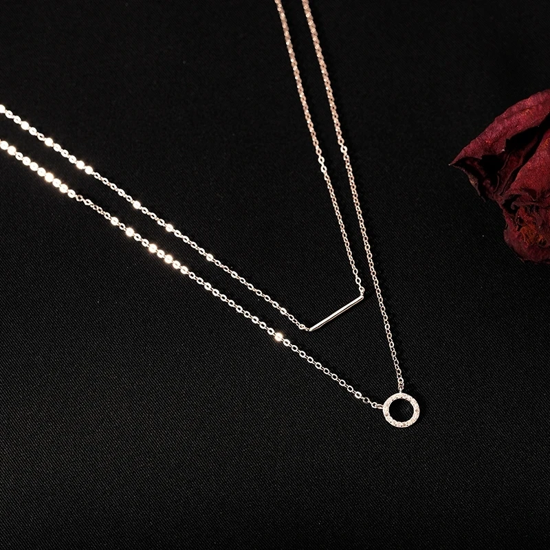 925 Sterling Silver Female Geometric Double Necklace Clavicle Chain Pendant for Women Wedding Party Gift Fine Jewelry Accessorie