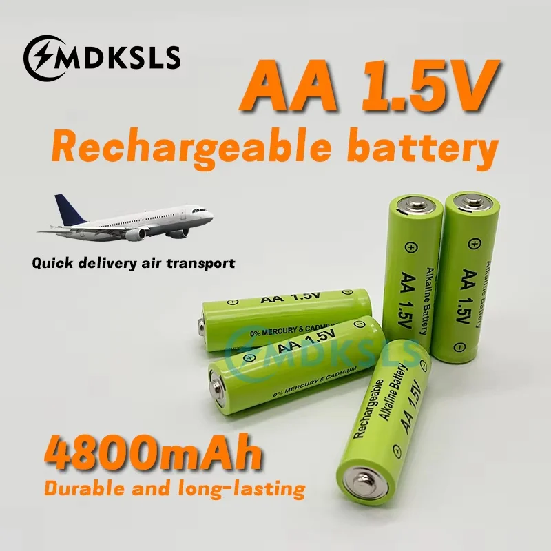 2026 New 1.5V AA Battery MDKSLS Rechargeable Batteries 4800mAh Alkaline Battery for Remote Control Mouse Computers Toy Clocks