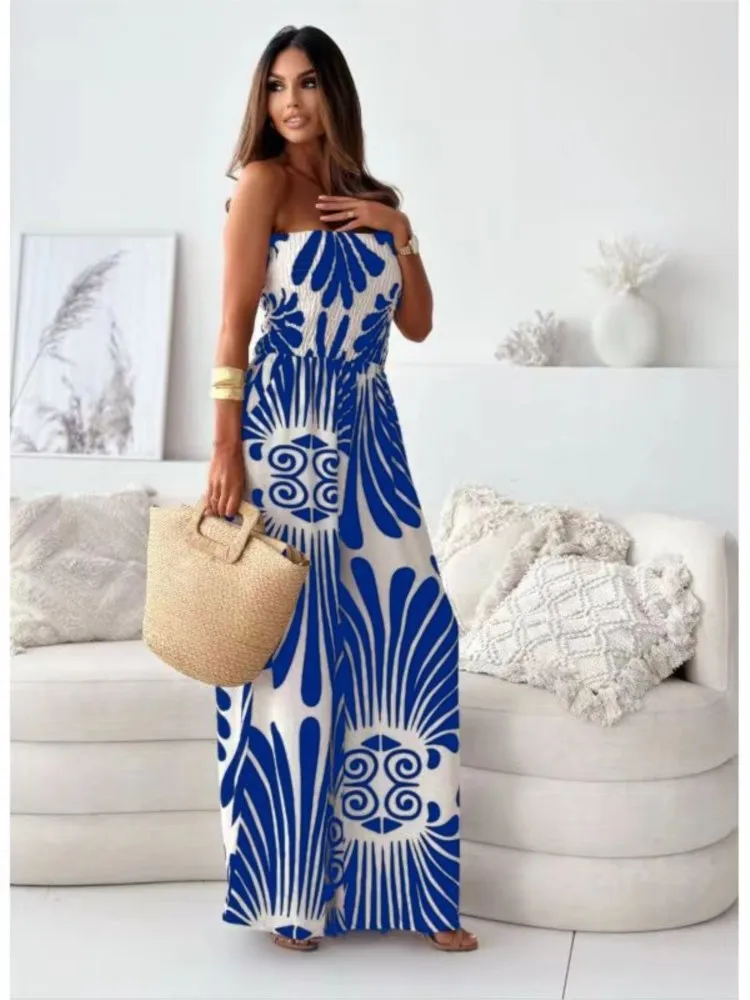 Neuer Herbst One-Shoulder Tube Top Overall für Frauen Mode Casual Print elegante Urlaub Overalls weiblich