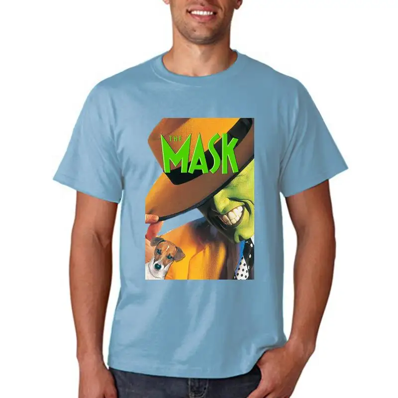 THE MASK Movie Poster ver. 1 Jim Carrey T-Shirt (White) S-3XL 100% Cotton Short Sleeve O-Neck Tops Tee Mens Fashion 2022