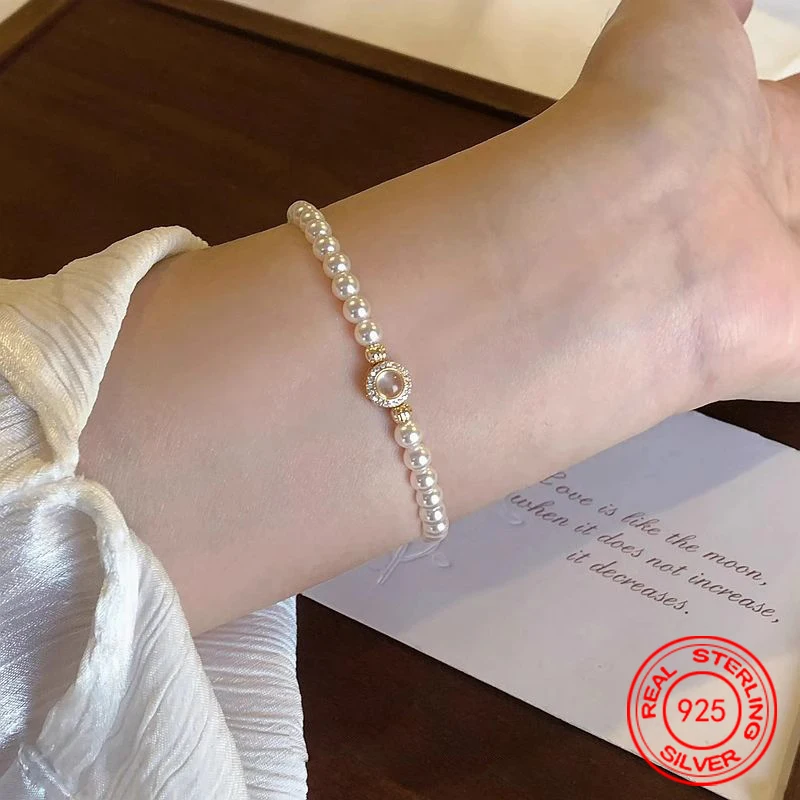 Aravant 925 Silver Vingtage Pearl Bracelets Chains For Women Fashion Jewelry