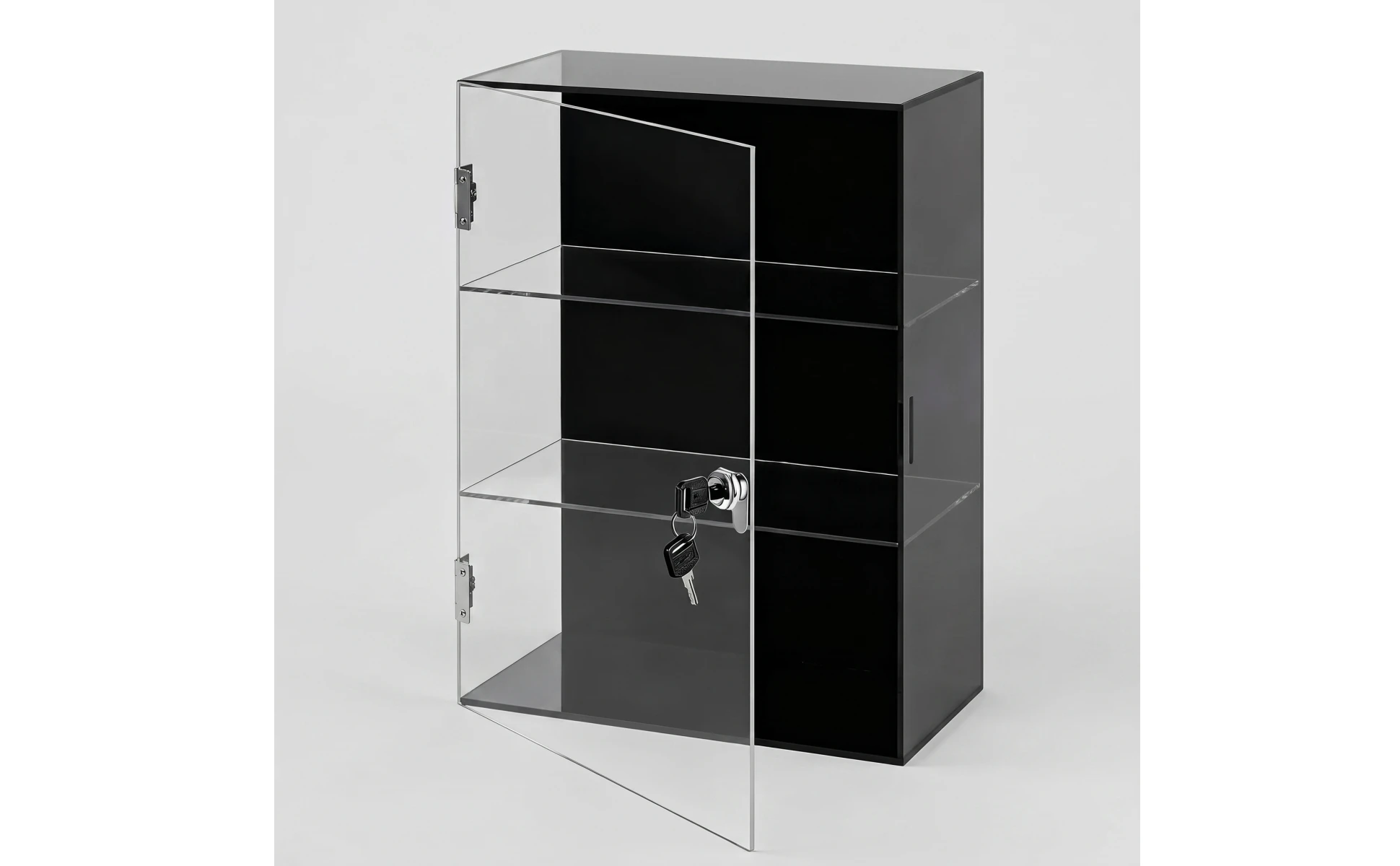 Lockable Acrylic Display Case 3-Tier Acrylic Display Case with Lock No Assembly Required Freestanding for Collectors, Countertop