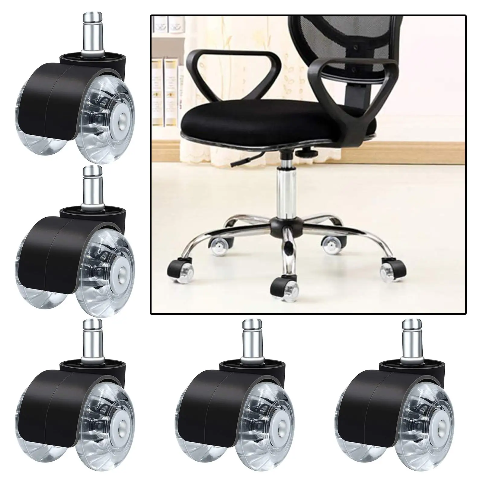 

5Pieces Replacement Heavy Duty Office Caster PU Wheels Universal