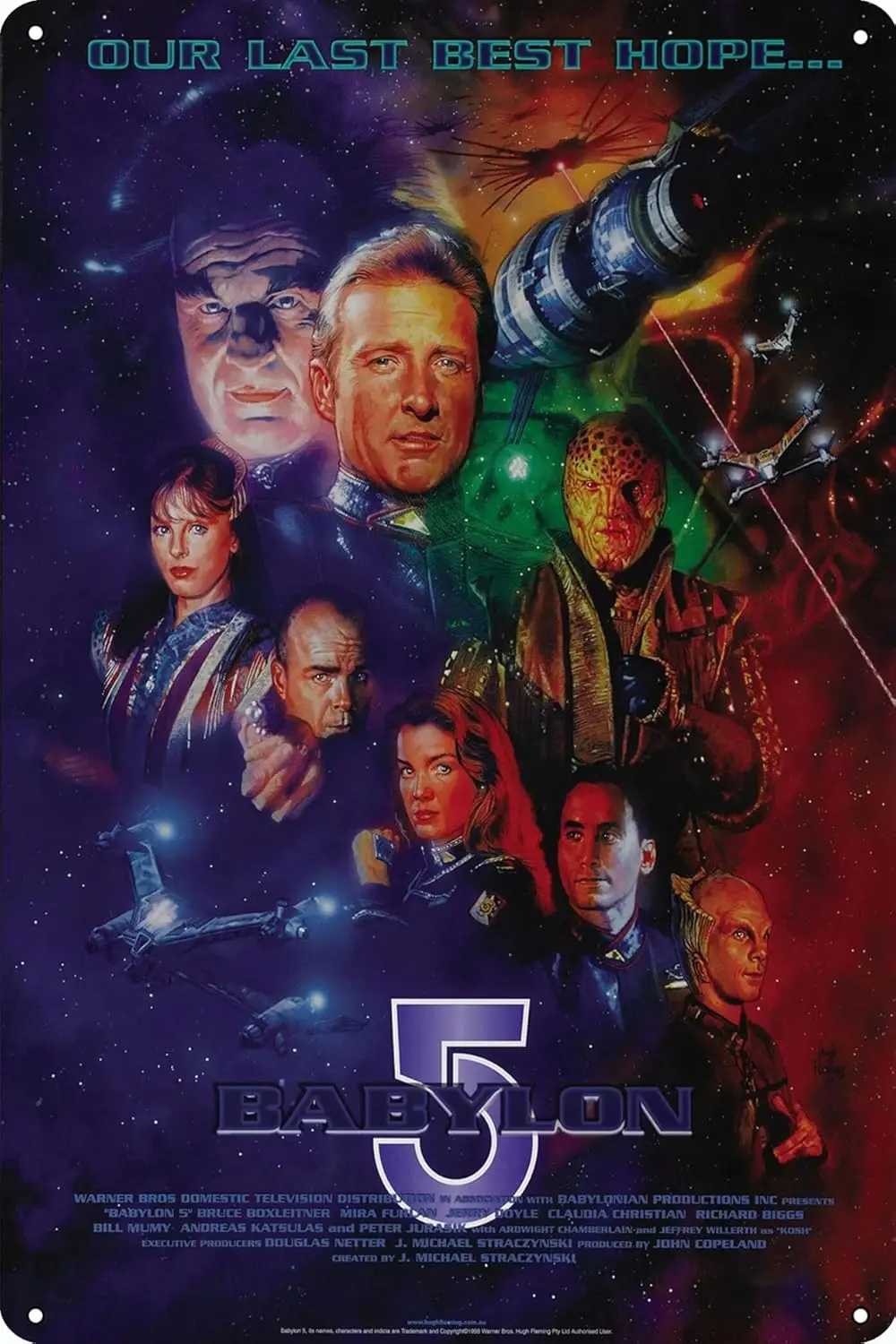 1f,BGFHEEDCSD Babylon 5 (1998) Póster Decoración de arte de la pared del hogar Letrero de metal retro de 8.0 x 12.0 in