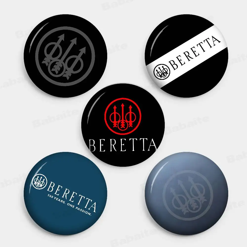 Gun Beretta New  Brooches Soft Button Pin Funny Silly Gnarpy on A Skateboard Meme Badge Gamer Collection Gifts