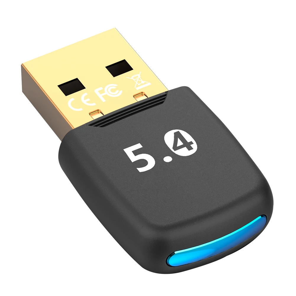 USB Bluetooth-Compatible 5.4 Adapter Audio Dongle Driver Free Wireless BT 5.4 Dongle Adapter for PC Laptop Computer