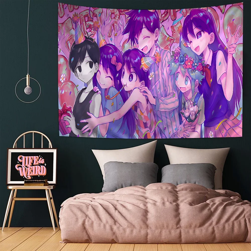 Anime Omori Large Gaming Colorful Tapestry Wall Hanging Bohemian Wall Tapestries Mandala Wall Art Decor