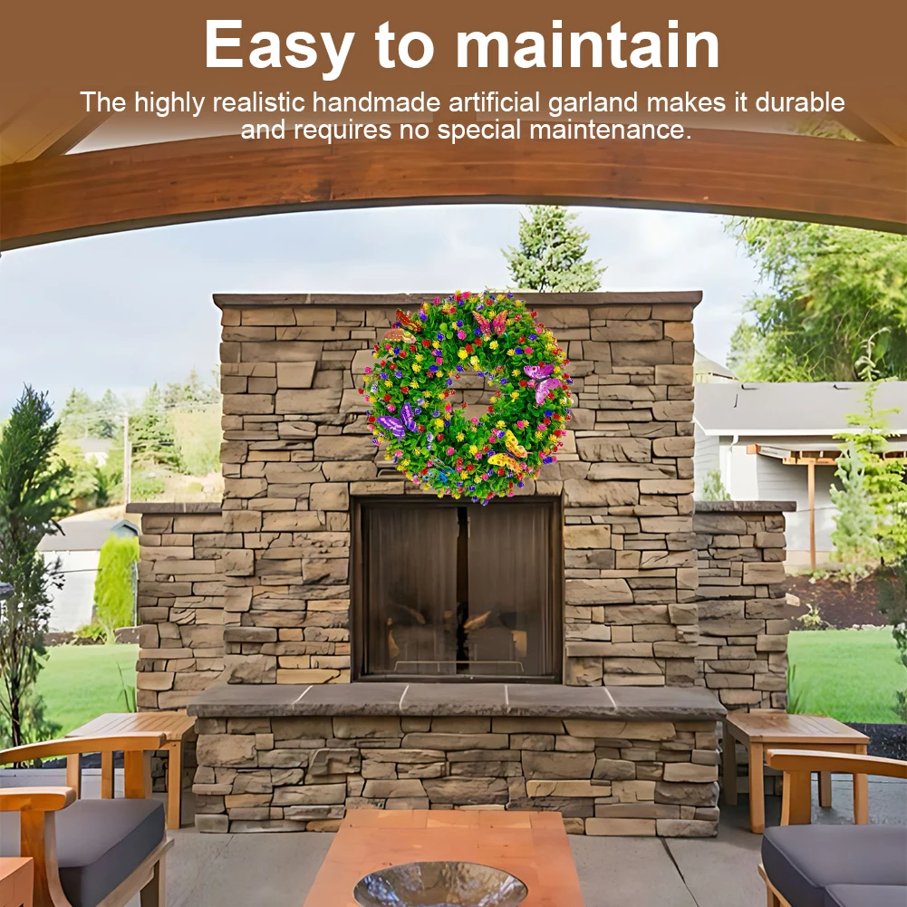 الاصطناعي الأوكالبتوس إكليل Sping الباب إكليل البلاستيك الزهور إكليل الأوكالبتوس ترك إكليل للباب الأمامي جدار ونافذة ديكور #4