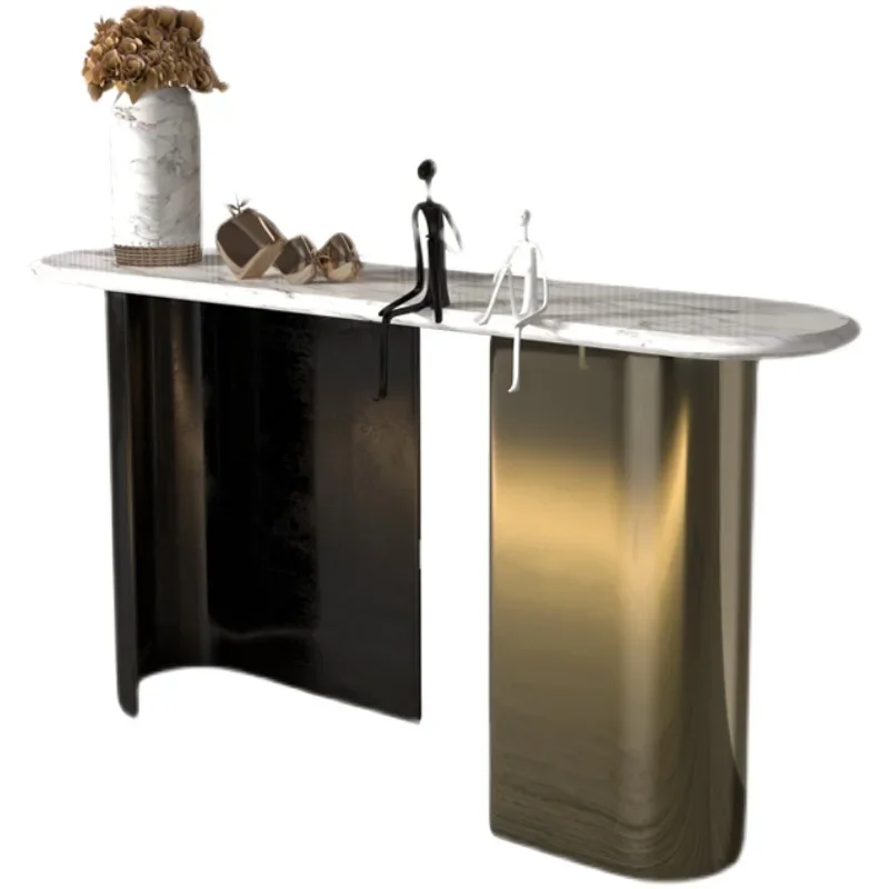 

Creative stainless steel slate against the wall entrance table home special-shaped art new Chinese style simple modern