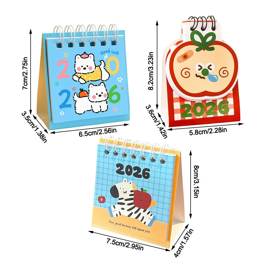 Creative Mini 2026 Desk Calendar Coil Binding Fruit Shape Schedule Planner Cartoon Portable Daily Planner Gifts