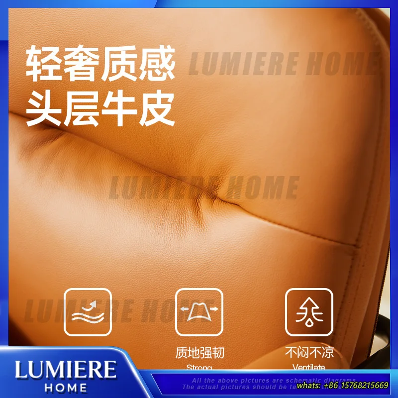 Comfortable Office Chair for Long Sitting Ergonomic Leather Computer Chair Home Study Desk Chair Swivel Task