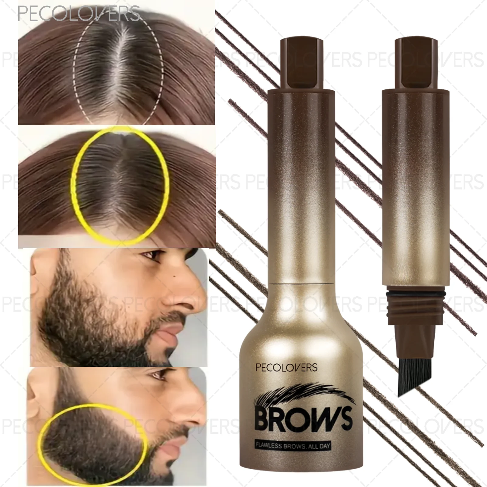 Crème à sourcils et Gel à sourcils à pression, remplissage des sourcils et de la naissance des cheveux, imperméable et résistant à la sueur, cadeaux parfaits, 1 pièce