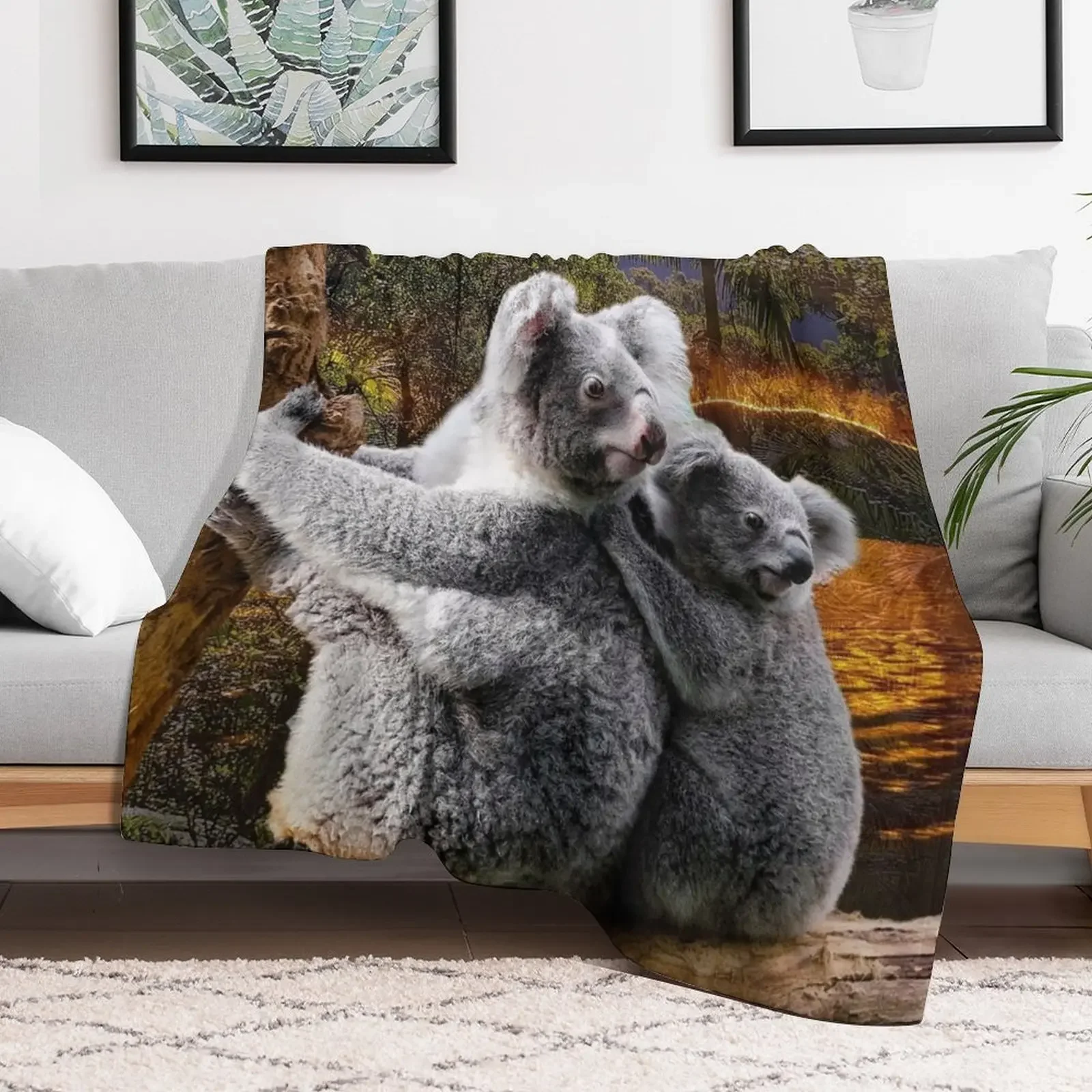 New Save the Koalas Throw Blanket Soft Solid Color Blanket for Couch Bed