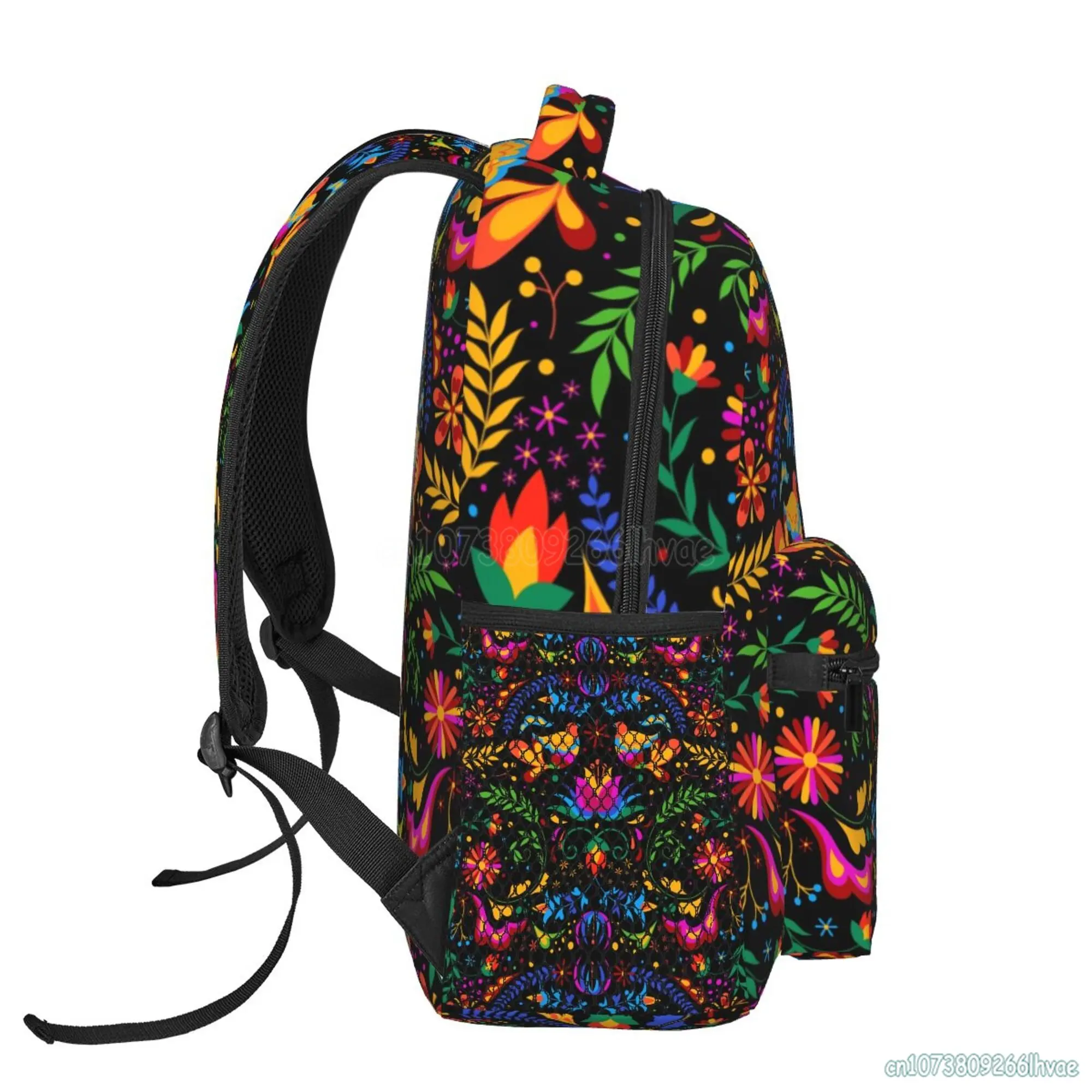 Sac à dos à motif ethnique pour femme, sac à dos personnalisé, léger et décontracté, sac à dos pour ordinateur portable, sac de jour pour la randonnée, la salle de sport et les voyages, fleurs mexicaines