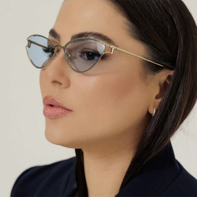 

Retro Cat Eye Sunglasses For Women Metal Small Frame Sunglasses Luxury Brand Designer Men's Sunglasses Trendy UV400 Goggles