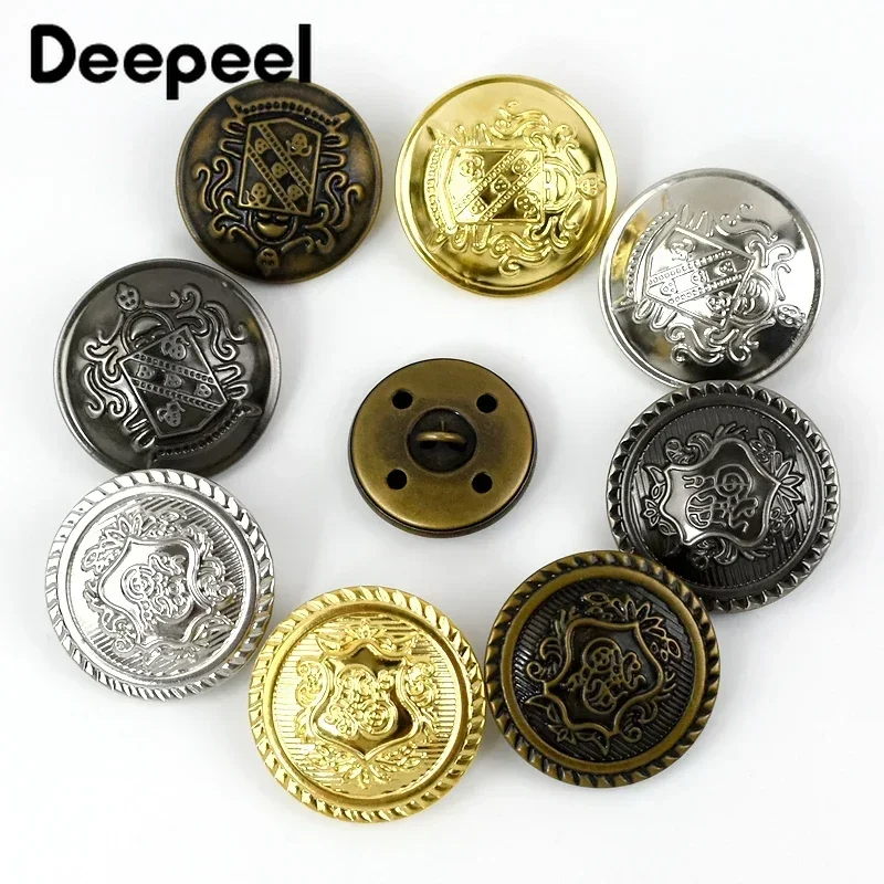 10Pcs 12-30mm Metal Button Retro Shank Flat Buttons Hollow Copper Buckles Shirt Coat Clothes Jeans Clasp DIY Sewing Accessories