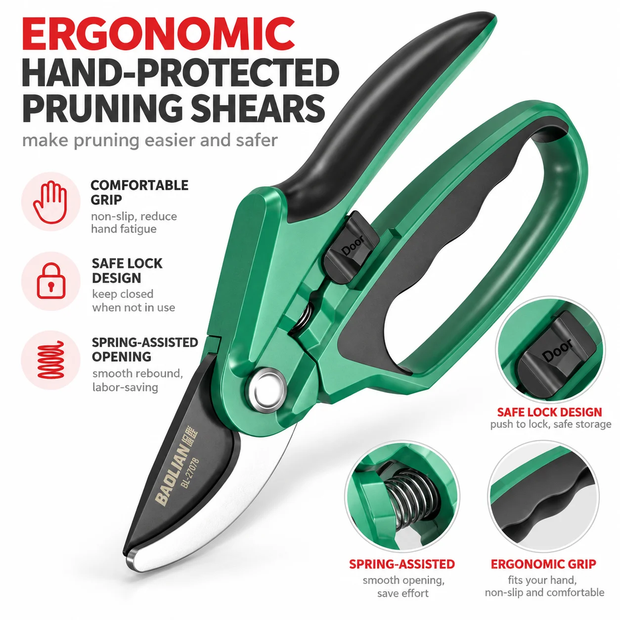 2026 New Branches Pruner Garden and Vegetable Patch Plant Bitga Pruning Shears Leads Tool Horticulture Cut Trim Yard Hand Tools