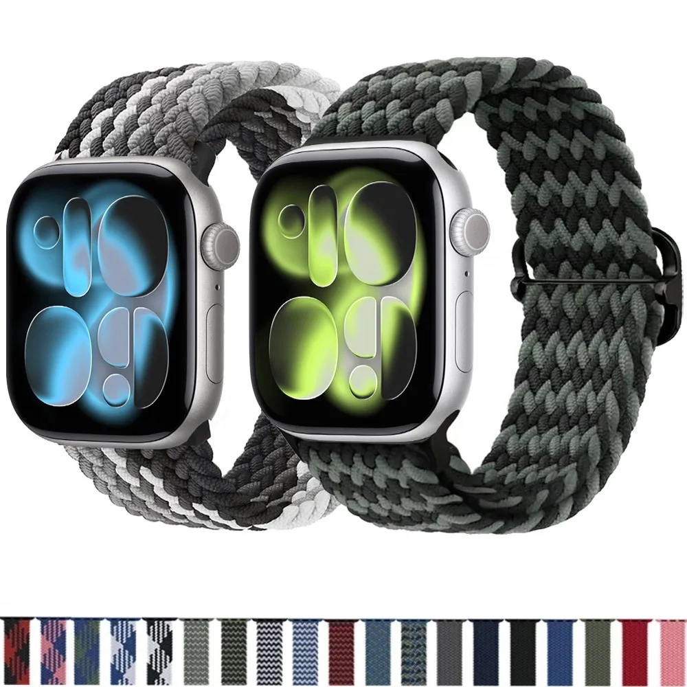Geflochtenes Nylonarmband für Apple Watch Band 45 mm 41 mm 42 mm 46 mm 44 mm 40 mm UItra 3 2 1 49 mm 11 10 9 8 7 6 5 4 3 SE3 verstellbares Band