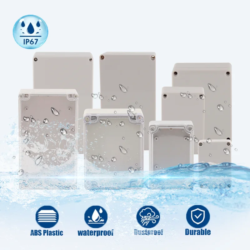 Scatola di giunzione impermeabile tipo F Custodia in plastica ABS Copertura grigia/trasparente IIP67 Monitor sicuro per pulsante di accensione elettronico esterno