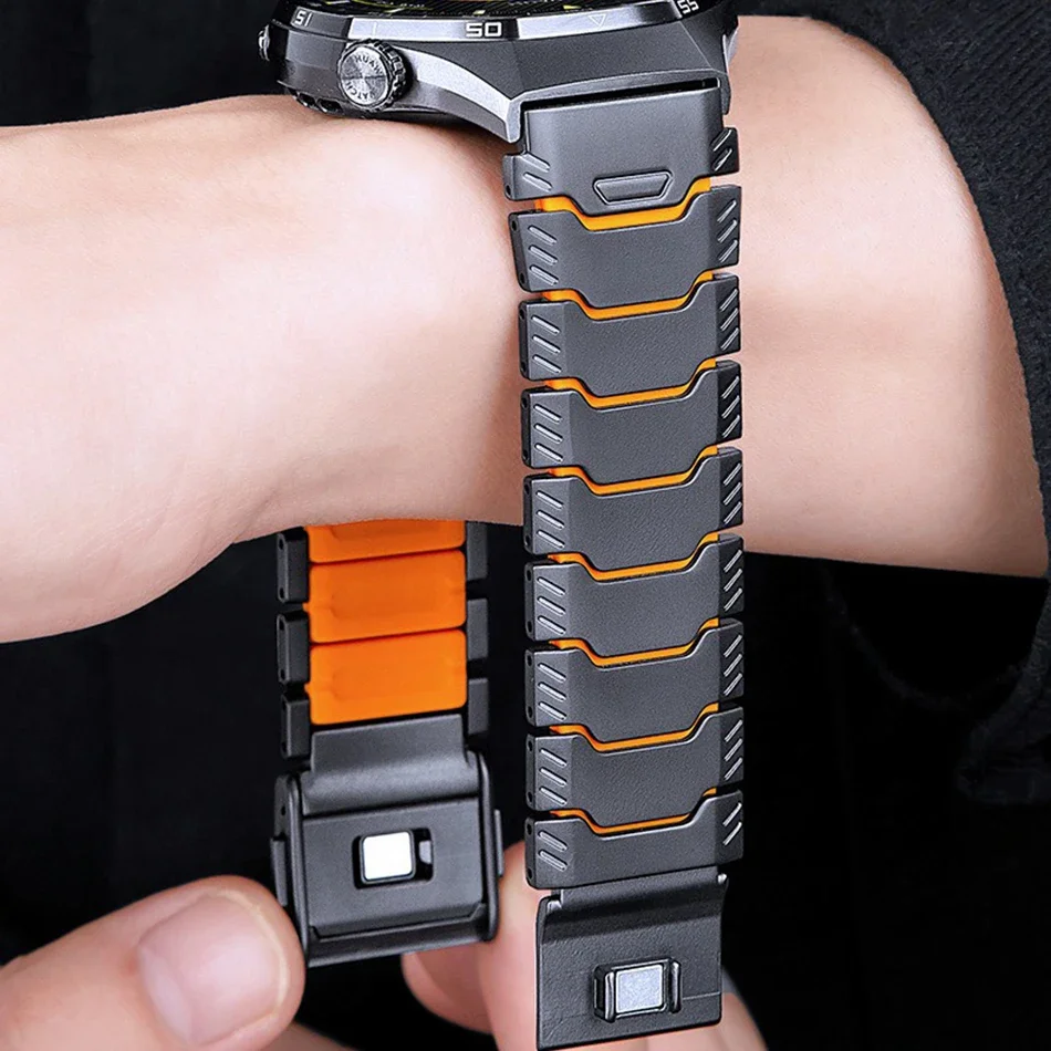 

Роскошный титановый ремешок с резиновыми вставками для Huawei Watch GT6 Pro/Watch 5 46MM/GT4, металлический спортивный браслет для Watch 4 Pro/Watch Ultimate Business