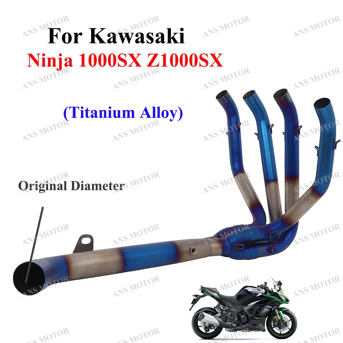 Slip On For Kawasaki Ninja 1000SX Z1000SX 2020 - 2024 Escape Motocycle Exhaust Front Link Pipe Z1000SX Exhaust Titanium Alloy