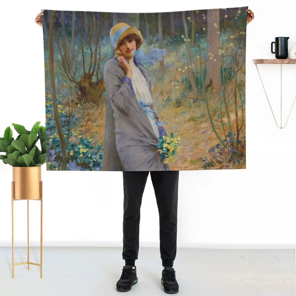 Marsh Marigolds - William Henry Margetson - 1924 Throw Blanket couch cozy soft plush fuzzy picnic outdoor blanket