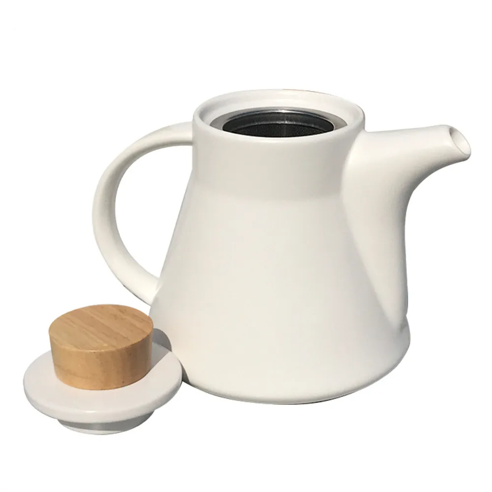 Teiera in ceramica teiera a foglia sciolta teiera Kung Fu bollitore da tè con infusore in acciaio inossidabile regalo per amico e famiglia bianco