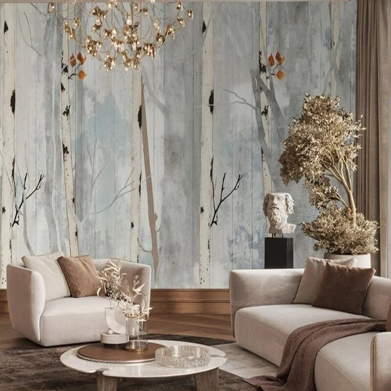 MU9223  Original light brown tree shadow texture picture for TV bedroom home decoration background wall paper