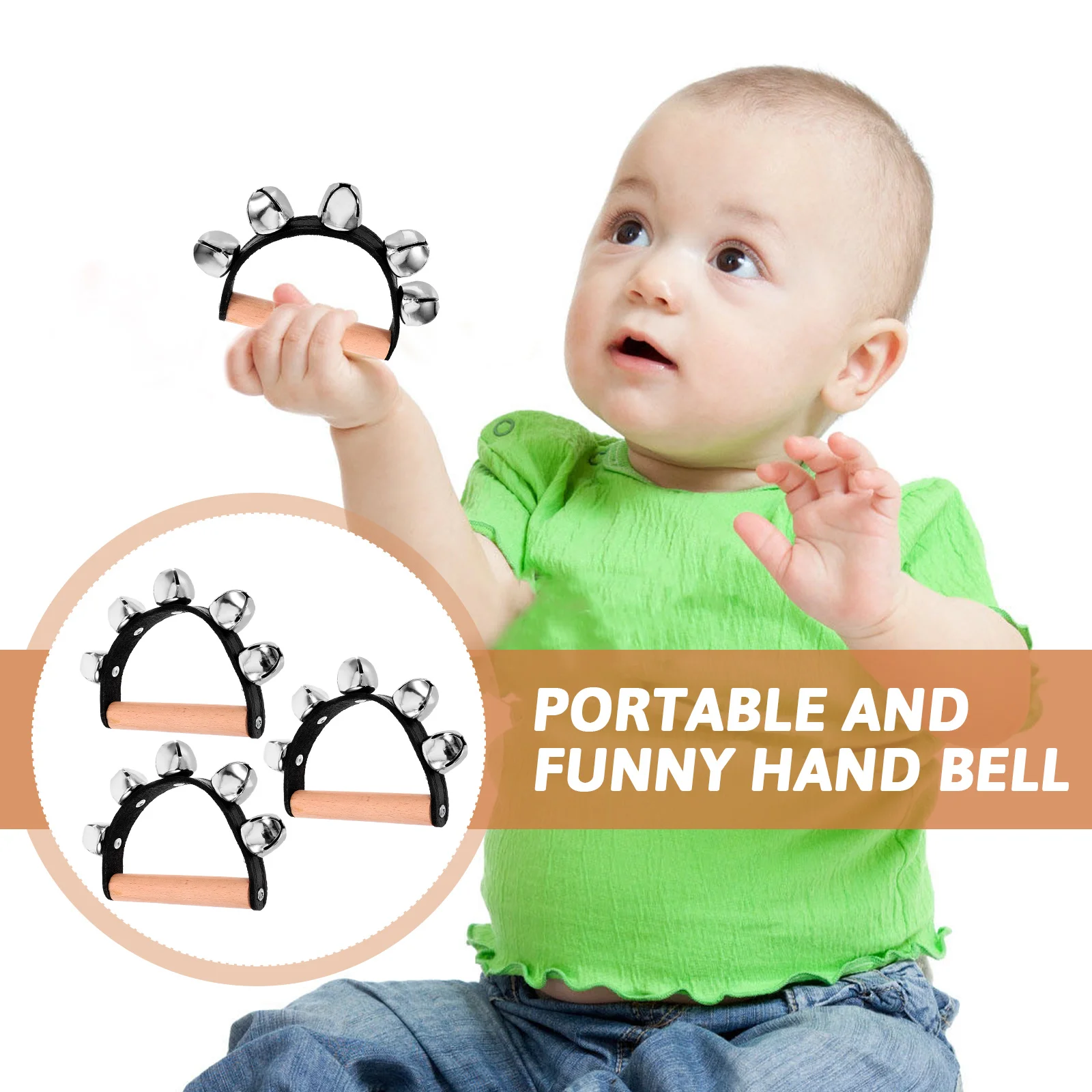 

3 Pcs Hand-ring Teaching Aids Bell Kids Toys Puzzle Musical Bells Wood Mini Percussion Instruments Child