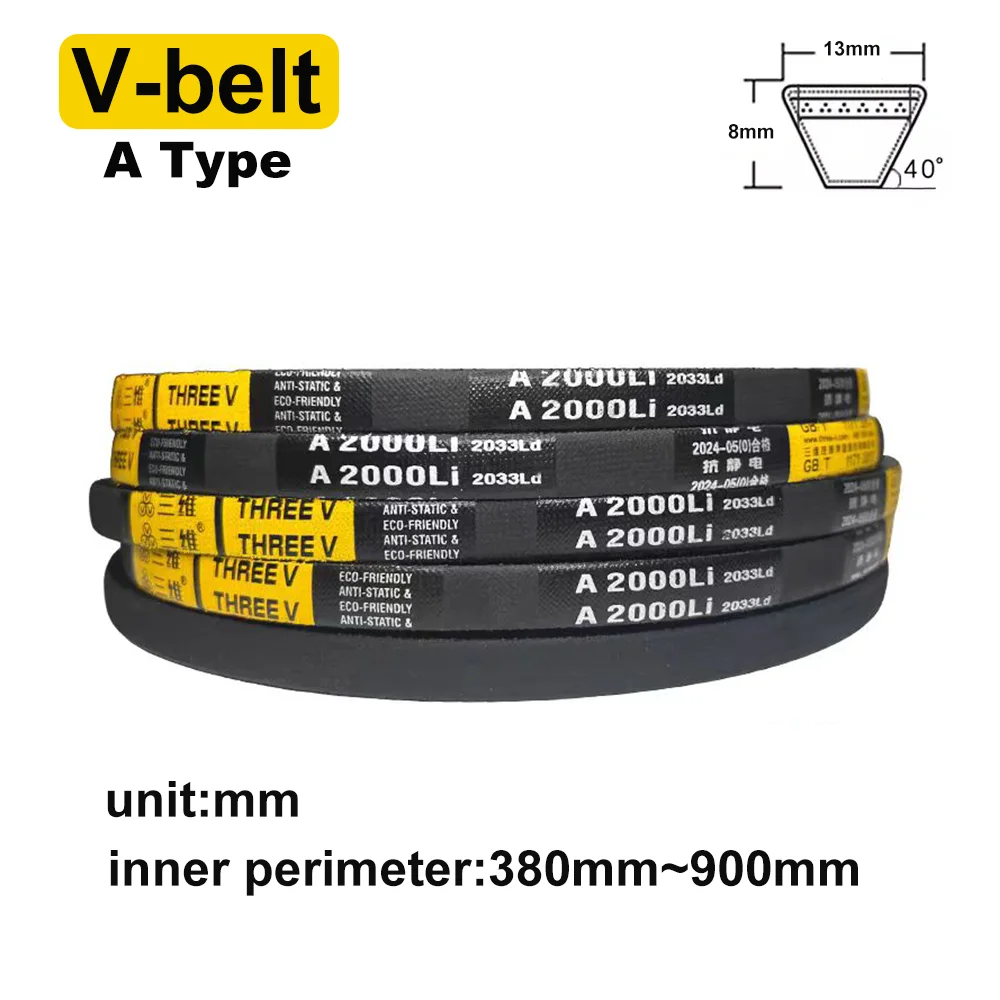 A Section Triangle Belt V-BelT Mechanical Industrial Transmission Belt Metric Size A-380mm-900mm