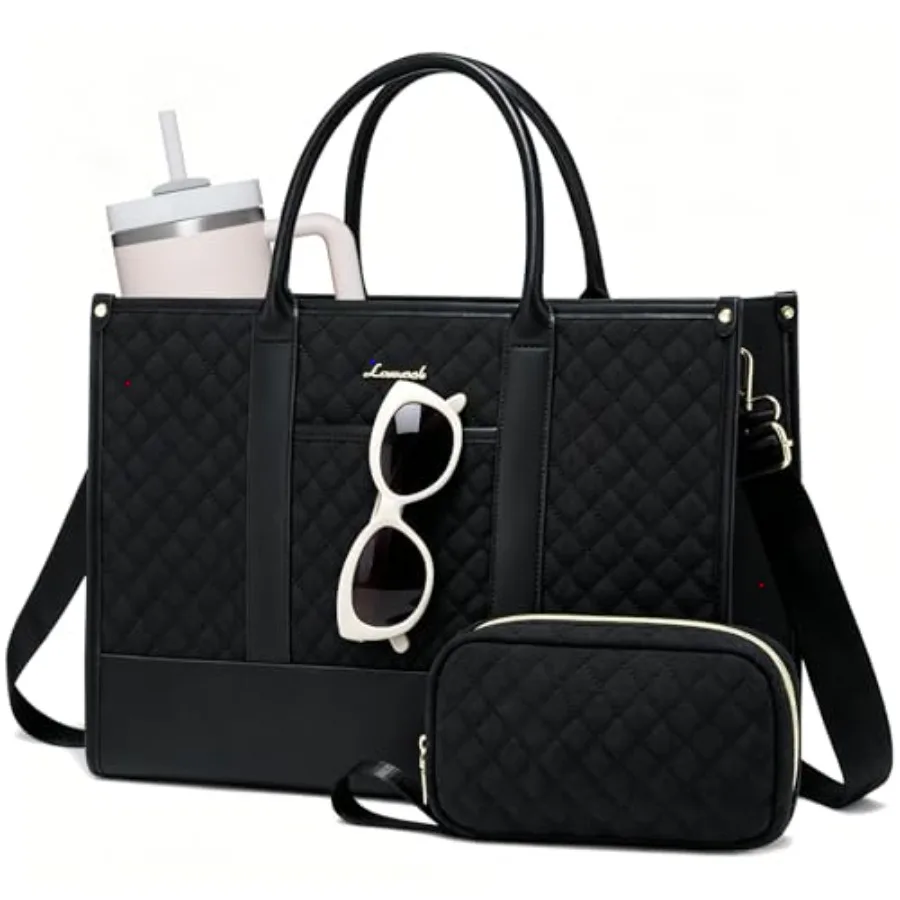 

Laptop Bags for Women, Waterproof Work Tote Bag with Clutch, Professional Teacher Computer Purse Lightweight Shoulder Bag Trave