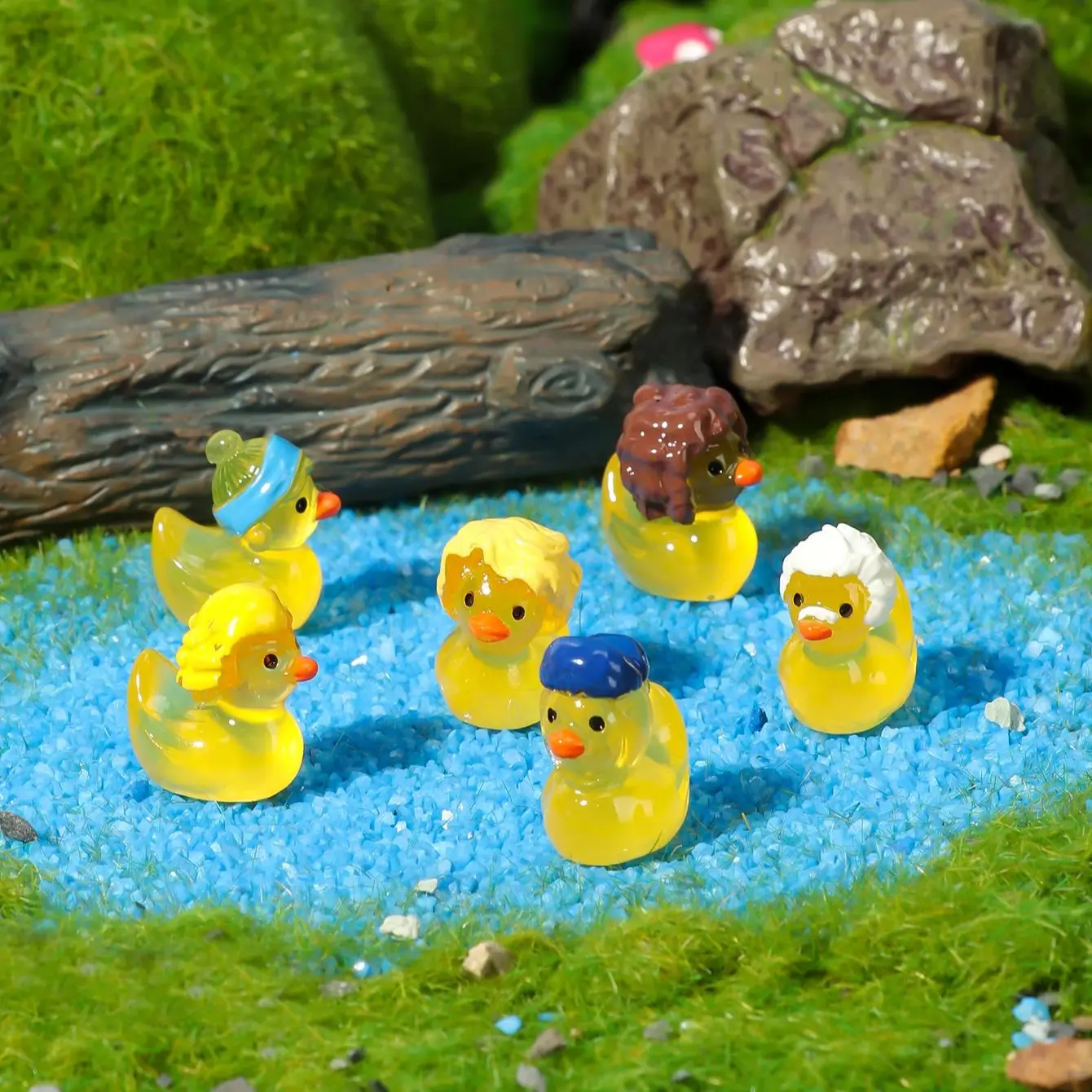 Patos de artista que brillan en la oscuridad, figuras de resina luminosas para decoración de escritorio de jardín de hadas, regalo, 10/20 piezas