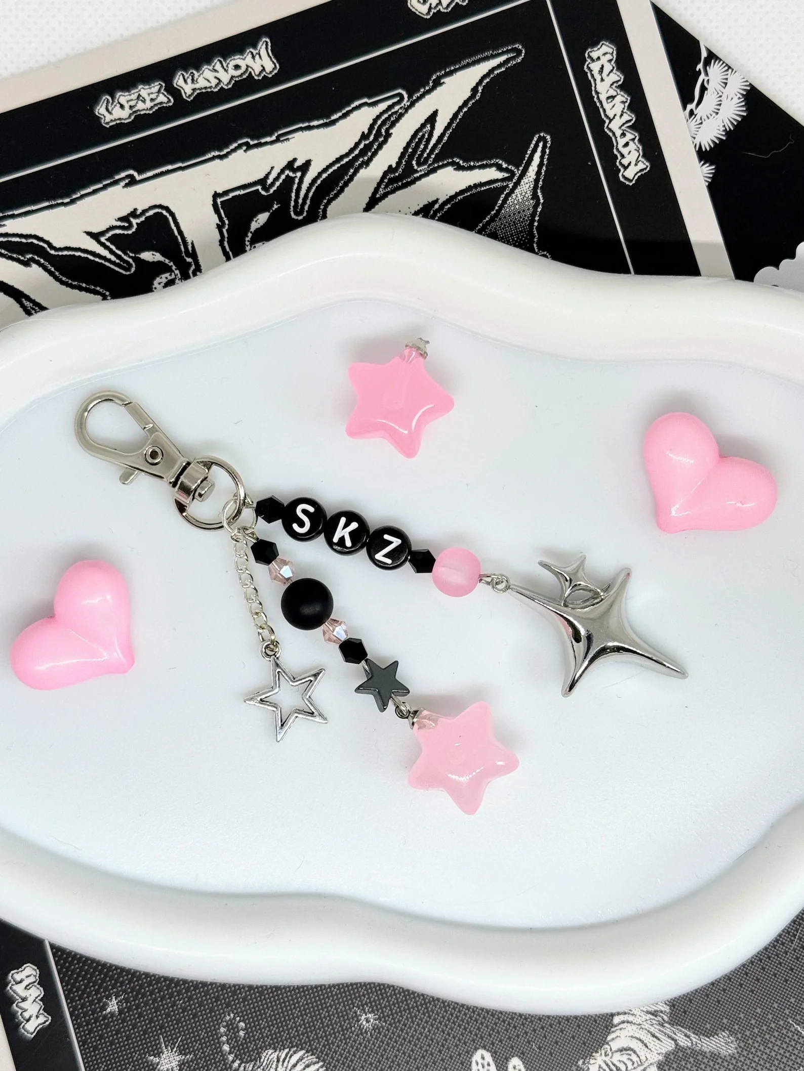 Handmade Keychain Chain - SKZ K-Pop Light Stick Charm - Bag, Backpack, Wallet Accessory Idol Fan Gift view 3
