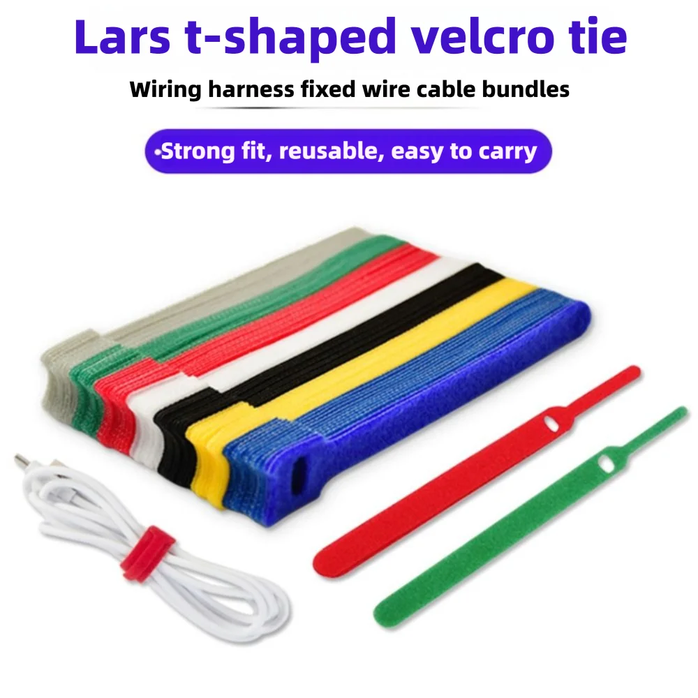 

50pcs Reusable 50pcs Cable Organizer Releasable Loop Hoop Tape 7 Colors Nylon Winder Mouse