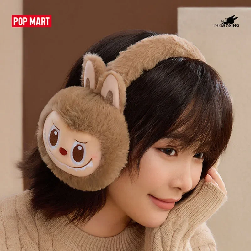 POP MART Warm Fluffy Series Labubu Earmuffs 100% Original Cute Action Anime Figure Ornaments Collection Gift