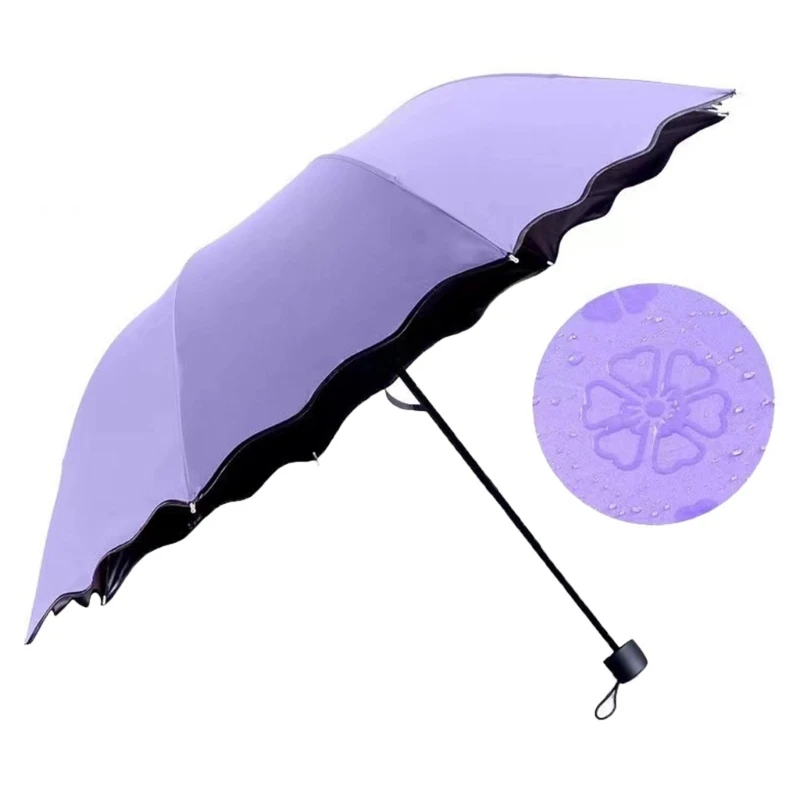 Creative Umbrella Water Flowering Umbrella 3 Folding Sun Rain Umbrella Windproof Manual Umbrella for Women Outdoor Drop Shipping