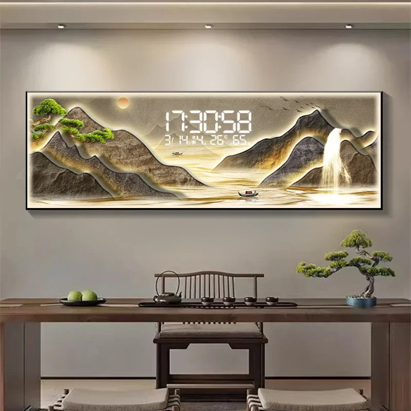 Temperature Date Wall Clock Design Light Office Living Room Clock Wall Digital Art House Bedroom Horloge Murale Home Decor