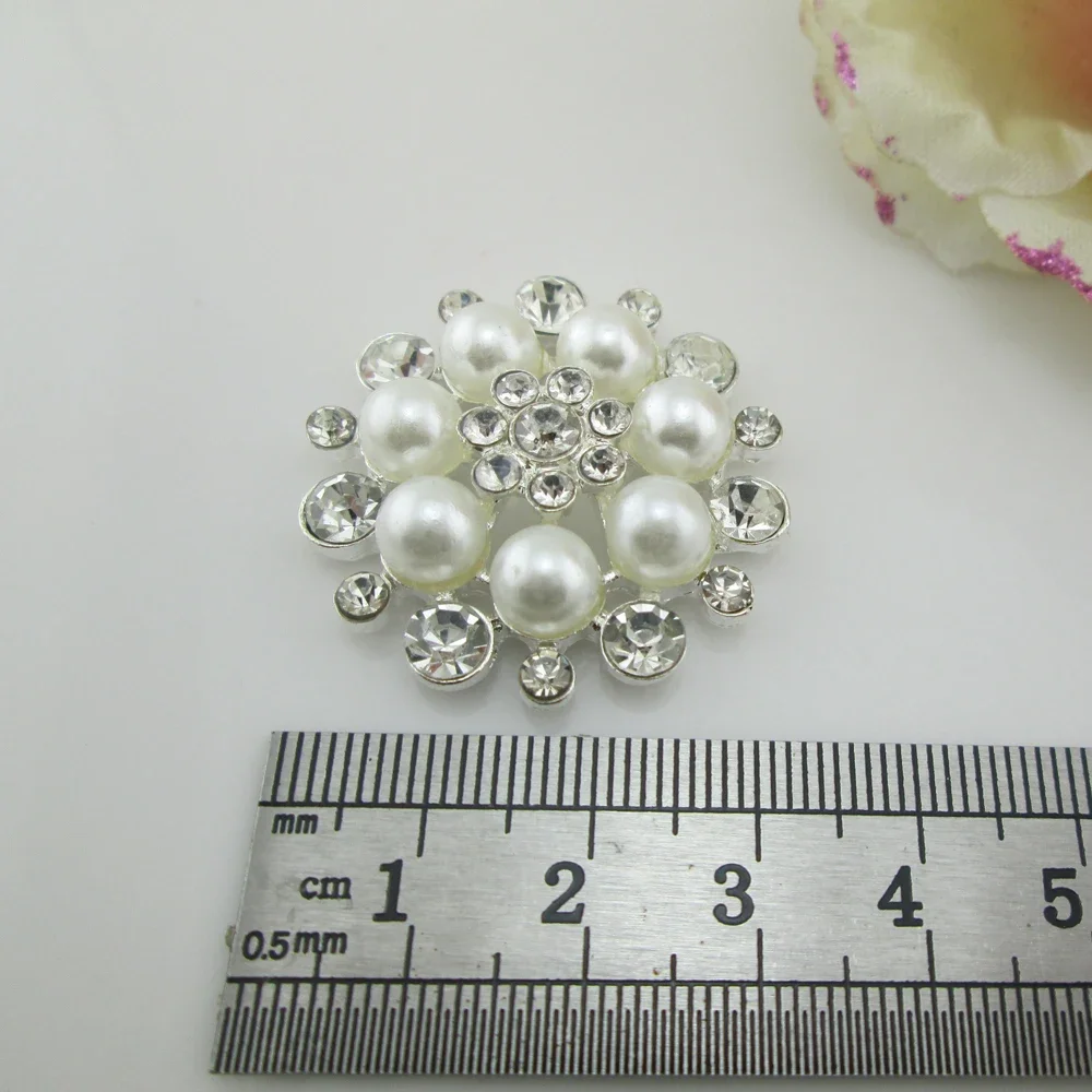 10 Colors Mix Pearl Alloy Rhinestone Buttons for Girl Hair Accessories Rhinestone Embellishments